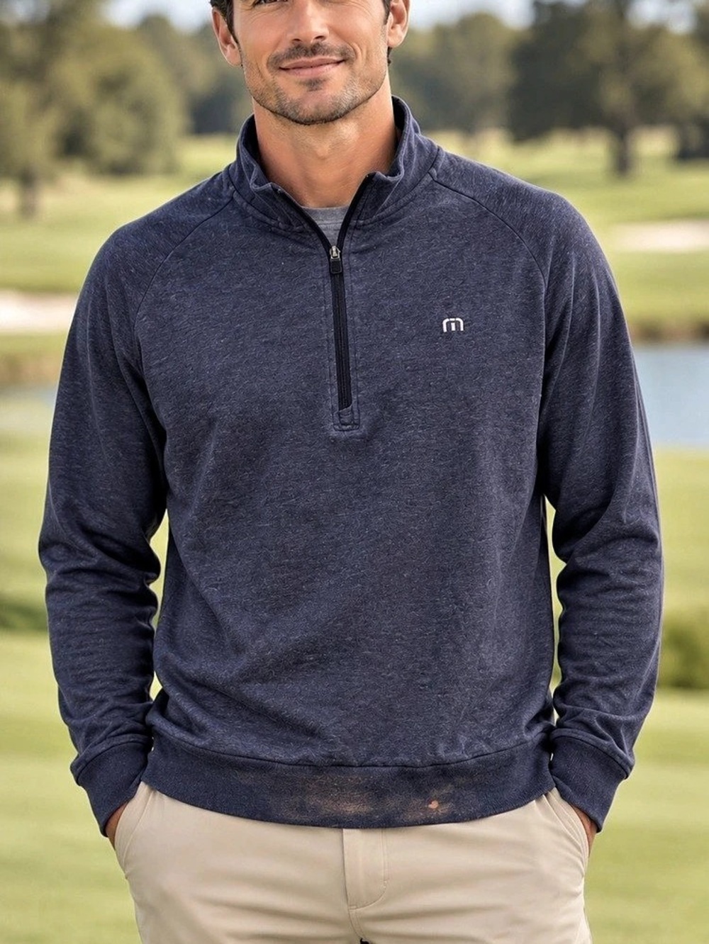 Travis Mathew Performance Quarter-Zip Blue Large